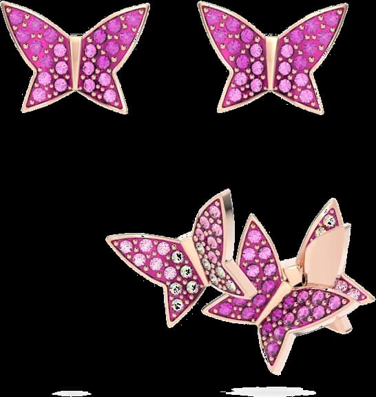 Garde-temps Swarovski 5636428 pour femme, plaqué or rose, papillons, cristaux