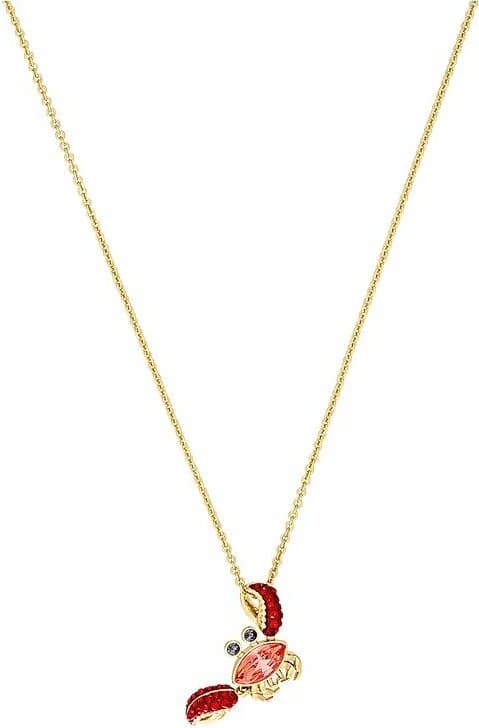 Garde-temps Swarovski 5465940 pour femme, collier plaqué or avec cristaux rouges motif crabe