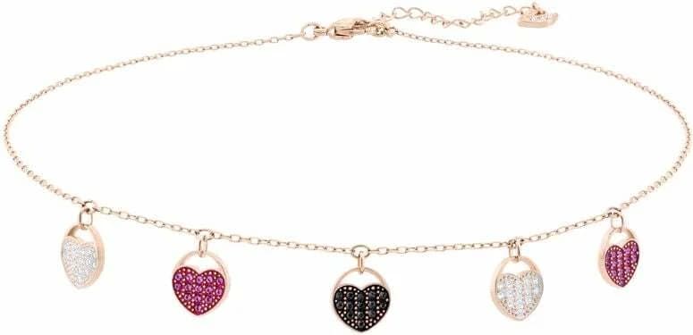 Garde-temps Swarovski 5472449 pour femme, choker plaqué or rose avec cœurs en cristaux multicolores