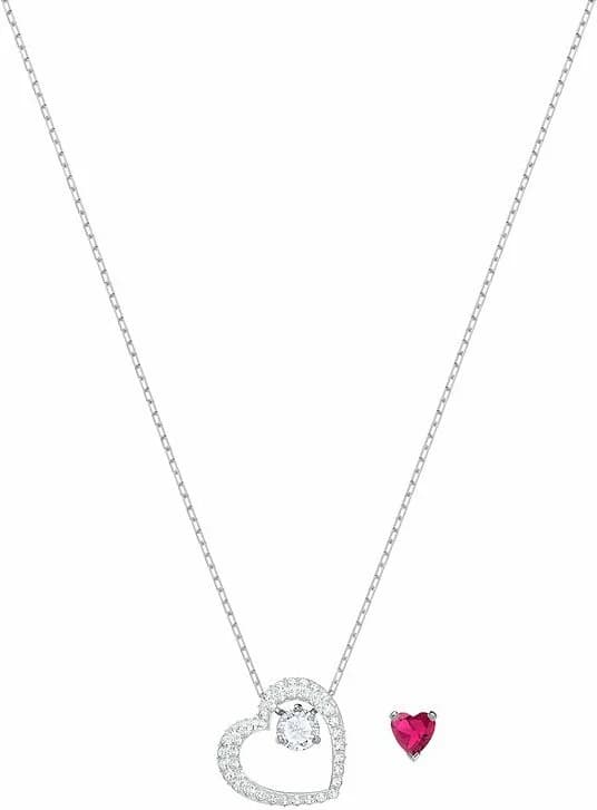 Garde-temps Swarovski 5365987 pour femme, collier plaqué rhodium avec pendentif cœur incrusté de cristaux