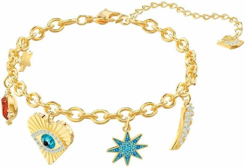 Garde-temps Swarovski 5461796 pour femme, cristaux multicolores sur bracelet plaqué or