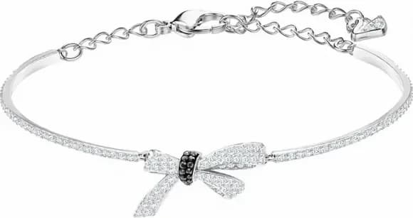 Garde-temps Swarovski 5409623 pour femme, bracelet rhodié avec cristaux blancs et noirs contrastés