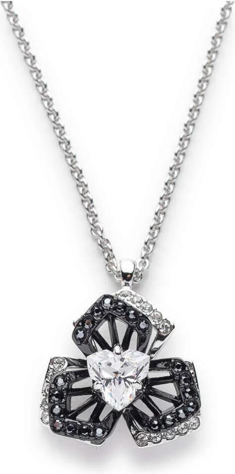 Garde-temps Swarovski 5372095 pour femme, collier rhodium cristaux noir et blanc