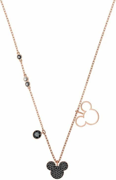 Garde-temps Swarovski 5429081 pour femme, collier or rose Mickey Minnie cristaux noirs