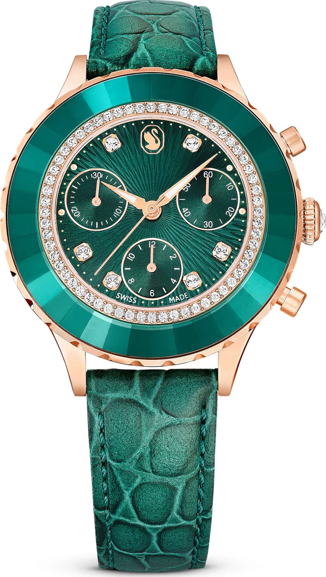 Garde-temps Swarovski 5672931 pour femme, au cadran vert et bracelet cuir