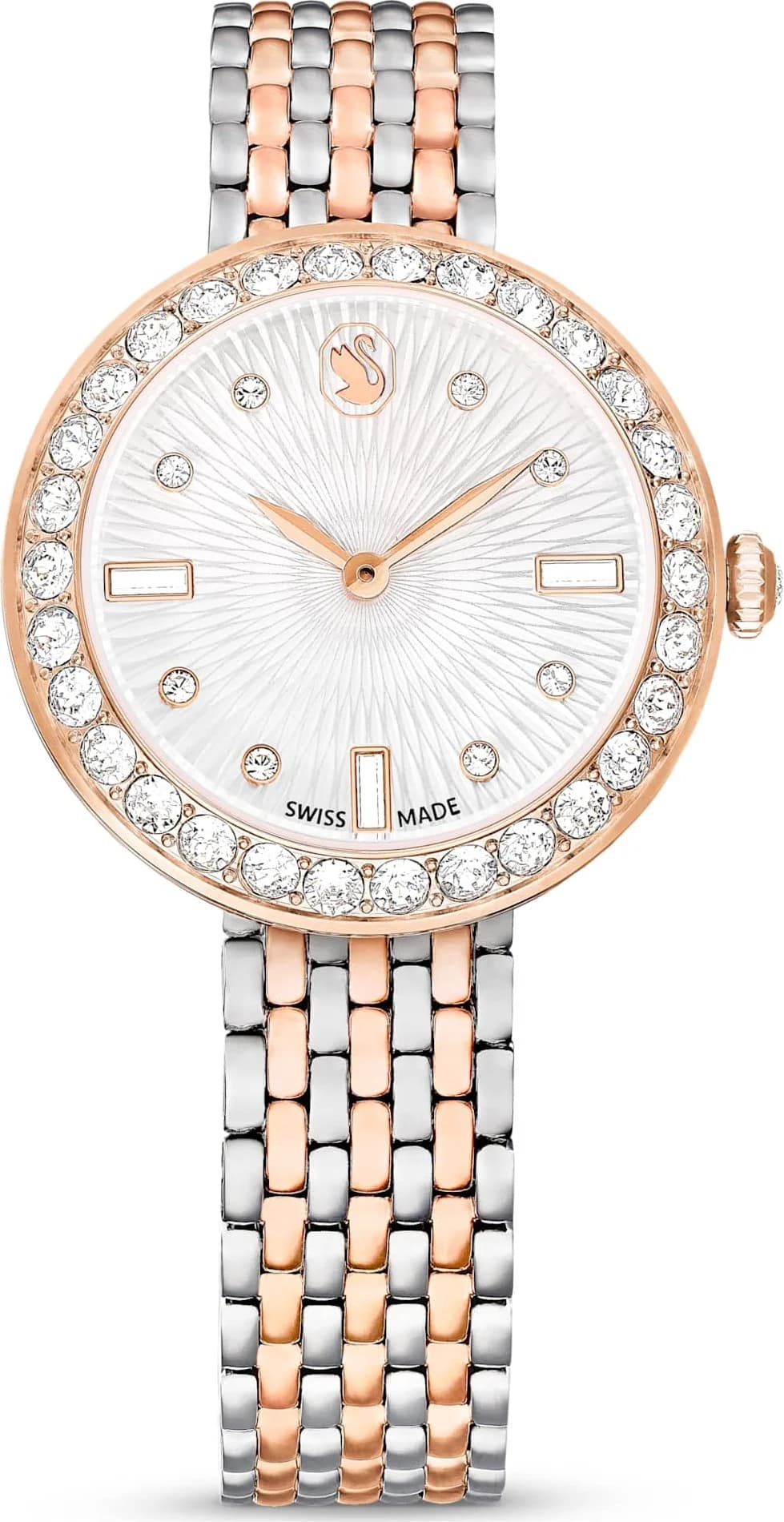 Garde-temps Swarovski 5672971 pour femme, au cadran argent sur bracelet acier bicolore