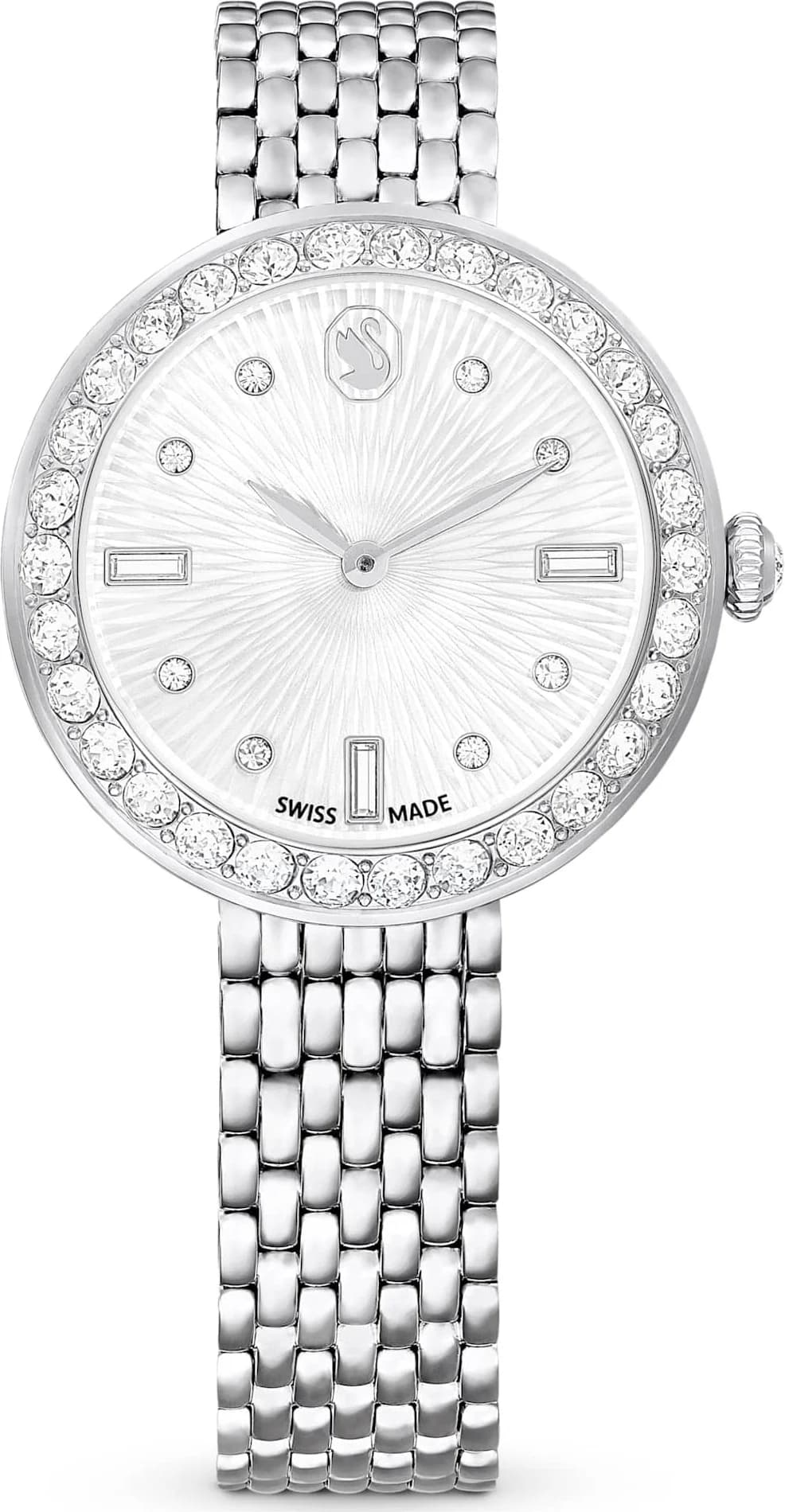 Garde-temps Swarovski 5673022 pour femme, au cadran argent sur bracelet acier