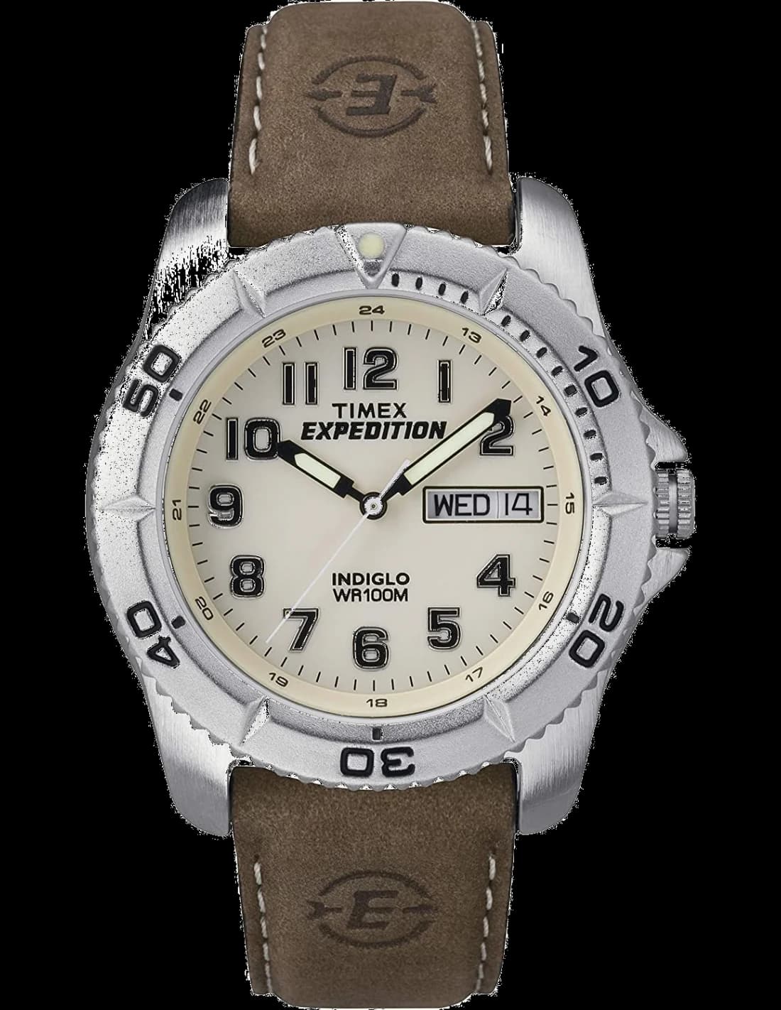 Garde-temps Timex T46681D7 pour homme, cadran noir avec bracelet cuir marron