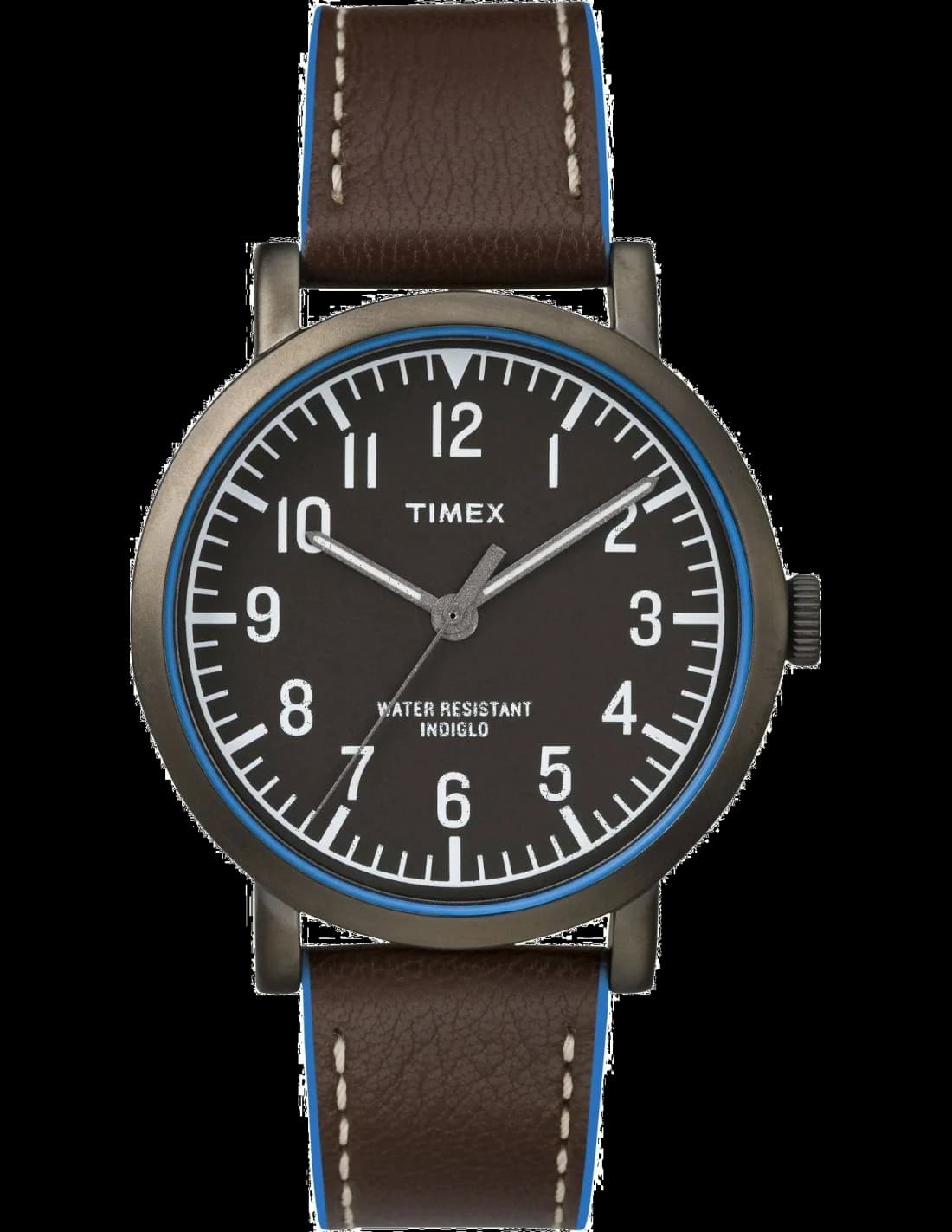 Garde-temps Timex T2P506D7 pour homme, cadran noir, bracelet cuir marron