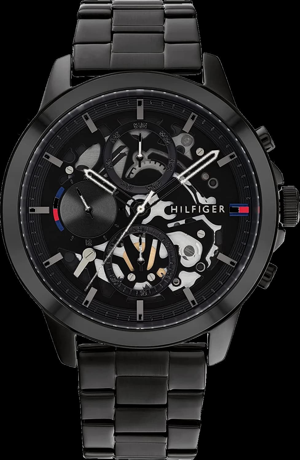 Garde-temps Tommy Hilfiger 1710478 pour homme, avec cadran squelette et bracelet acier noir