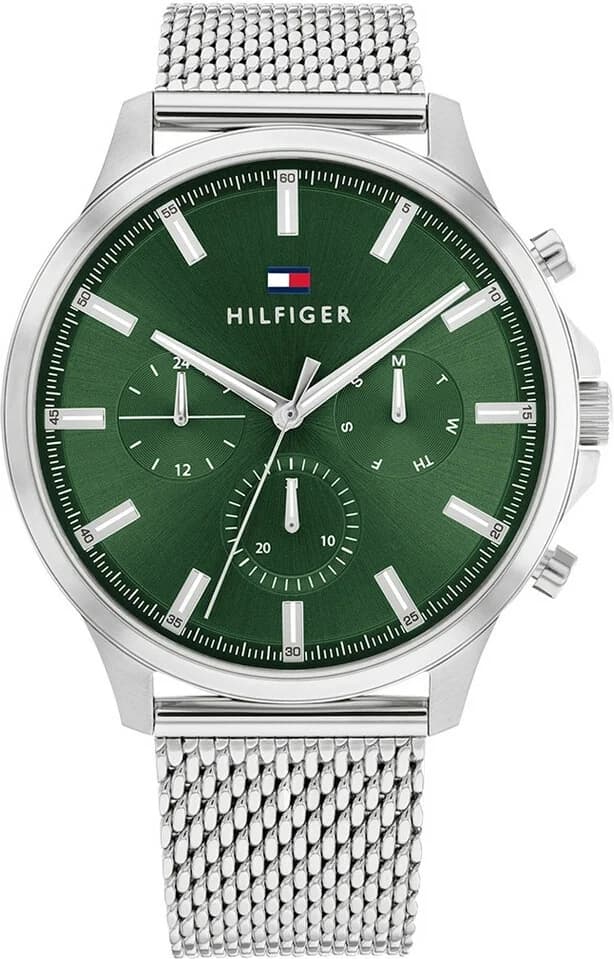 Garde-temps Tommy Hilfiger 1710499 pour homme, modèle Ryder cadran vert maille milanaise
