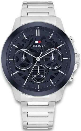 Garde-temps Tommy Hilfiger 1710684 pour homme, bracelet acier cadtran bleu style Henry