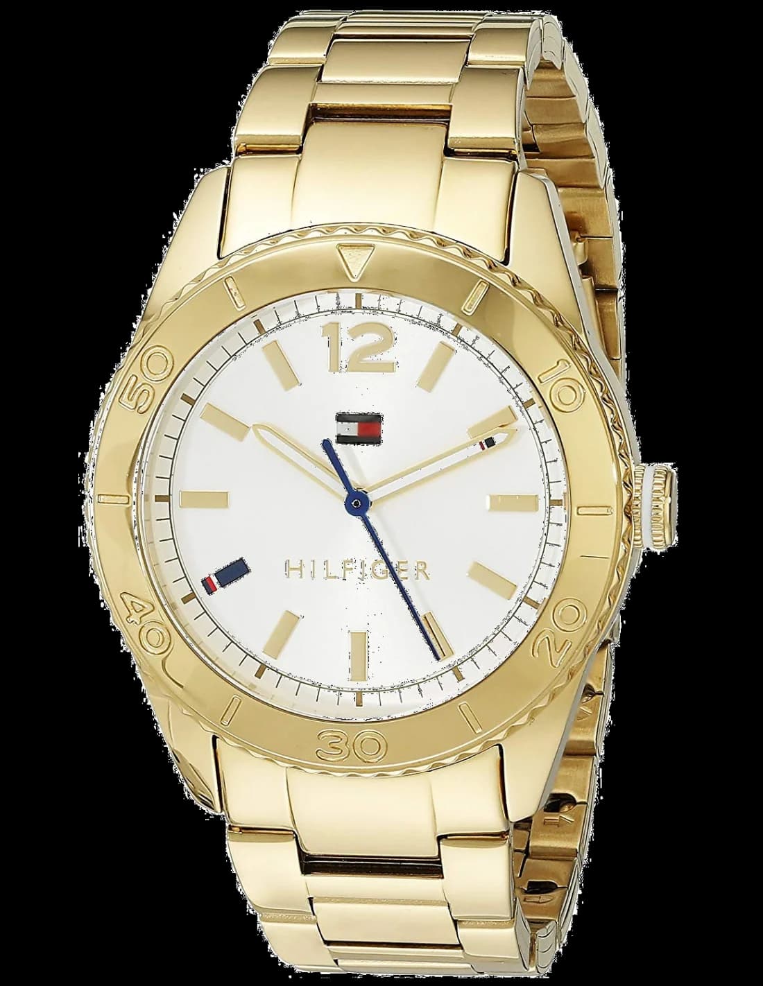 Garde-temps Tommy Hilfiger 1781268 pour femme, au cadran blanc et bracelet acier or