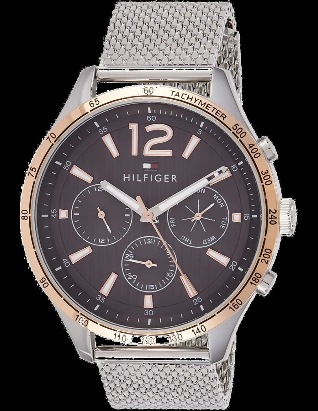 Garde-temps Tommy Hilfiger 1791466 pour homme, cadran noir, multifonctions, bracelet acier