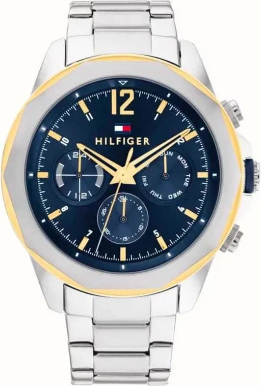 Garde-temps Tommy Hilfiger 1792059 pour homme, cadran bleu sur bracelet acier bicolore