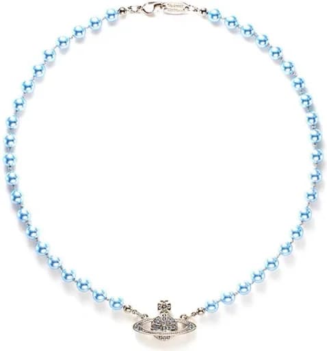 Garde-temps Vivienne Westwood 109840 pour femme, choker en perles bleues avec pendentif bas relief
