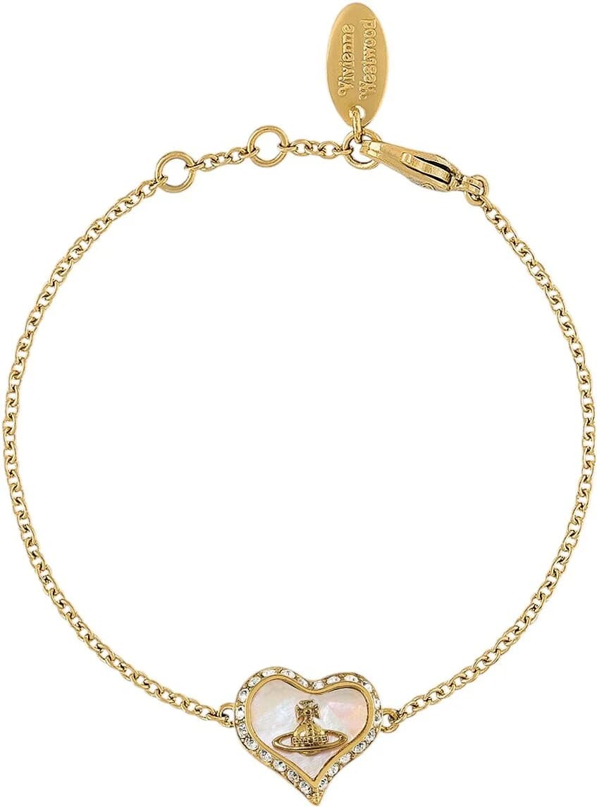Garde-temps Vivienne Westwood 111499G pour femme, doré jaune bas relief nacre chaîne souple