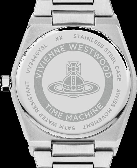 Attache bracelet Vivienne Westwood VV244SLSL en acier argenté avec fermoir déployant, maillons fins et ajustables
