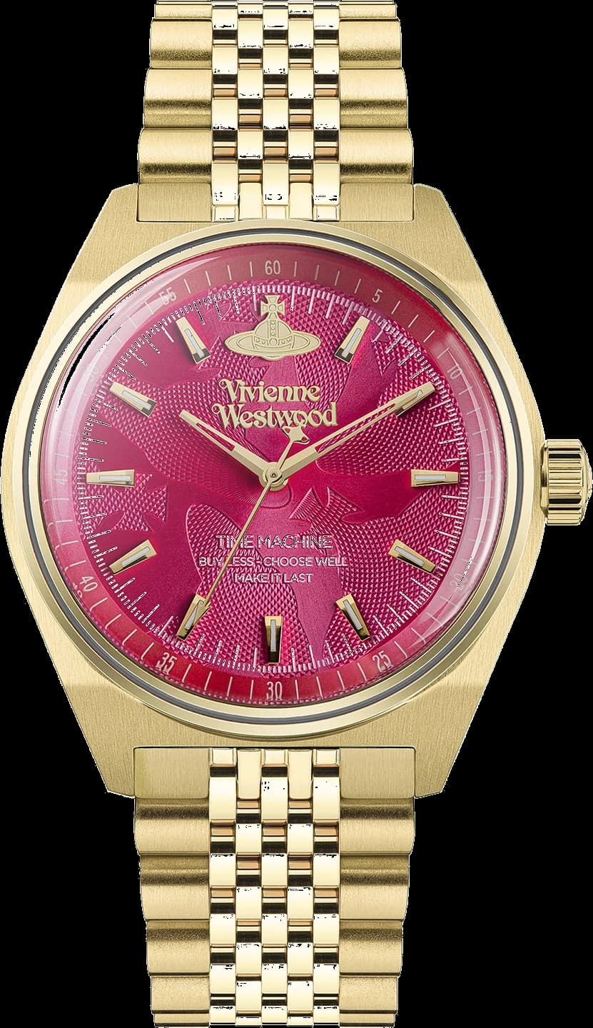 Garde-temps Vivienne Westwood VV251RRGD pour femme, cadran fuchsia et bracelet acier doré