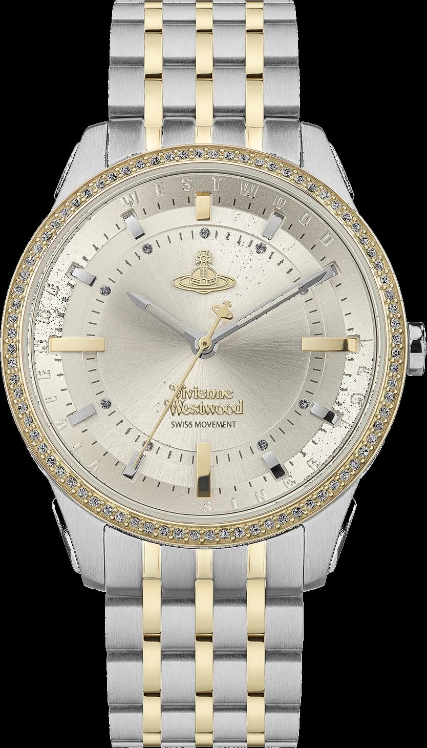 Garde-temps Vivienne Westwood VV262LGYSG pour femme, cadran argent sur acier bicolore