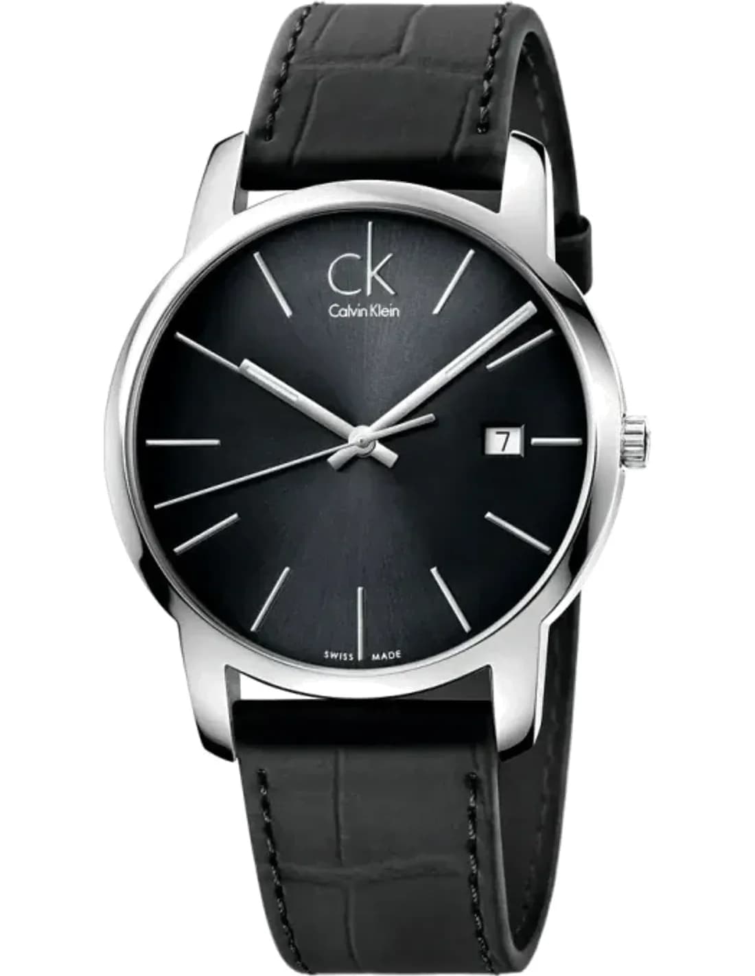 Montre Homme Calvin Klein City K2G2G1C3 - Cadran noir, bracelet cuir noir, mouvement quartz