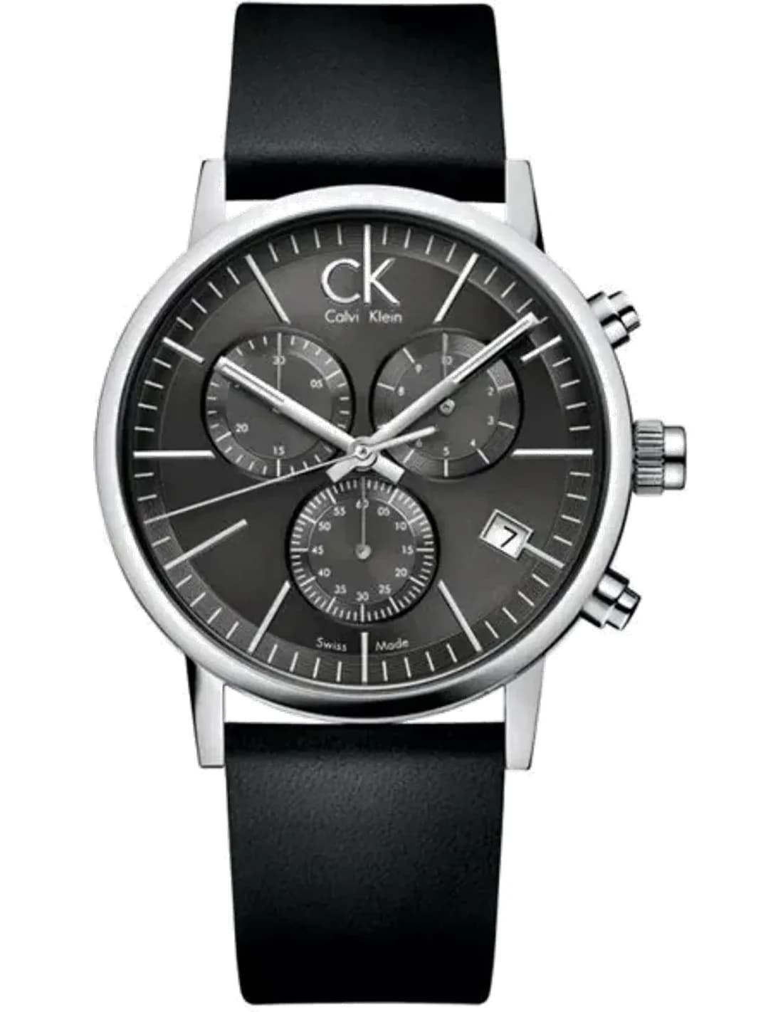 Montre Homme Calvin Klein K7627107 Chronographe Cuir Poli & Cadran Noir
