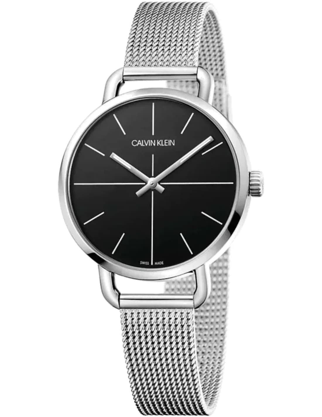 Montre Femme Calvin Klein Even K7B23121 Cadran Noir maille milanaise Argentée