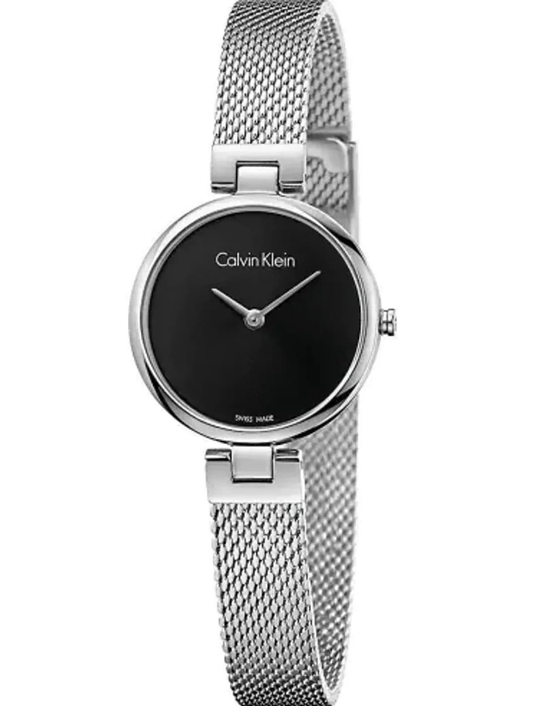 Montre Femme Calvin Klein K8G23121 - Cadran Noir & Bracelet maille milanaise Argent