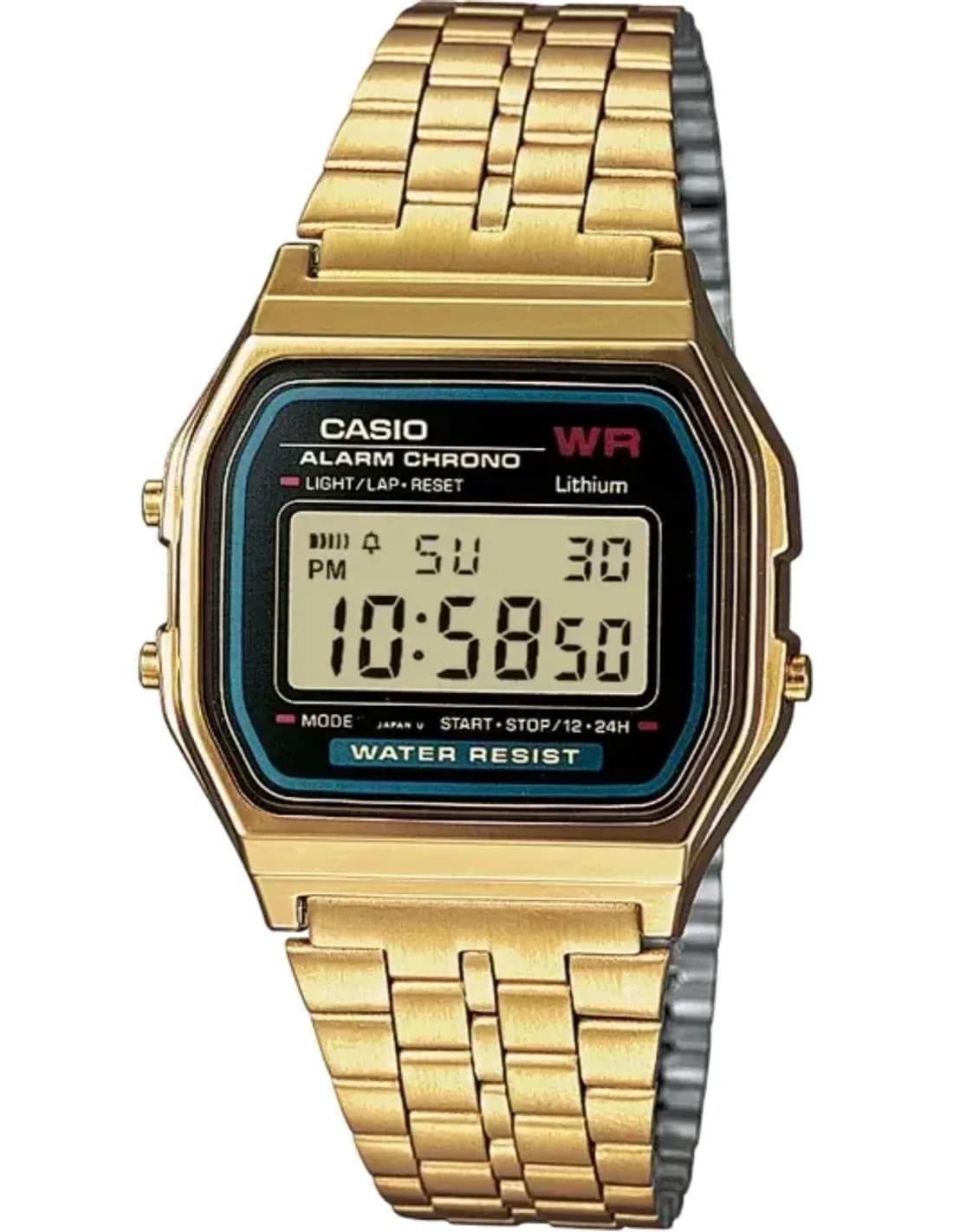Montre Homme Casio Vintage A159WGEA-1EF Digitale Dorée à Cadran Noir