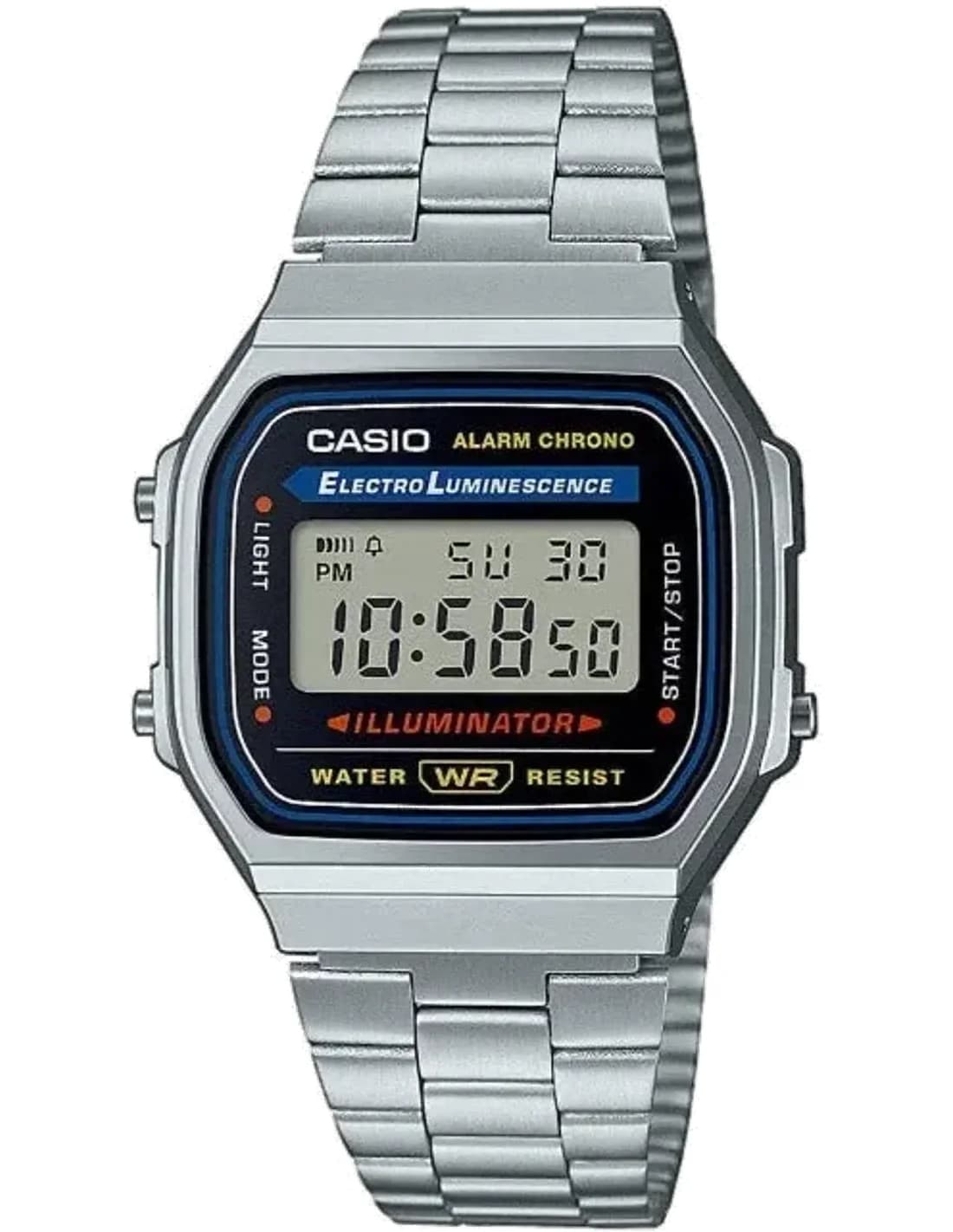 Montre Casio Vintage A168WA-1YES Digitale en Acier Inoxydable Gris - Unisexe