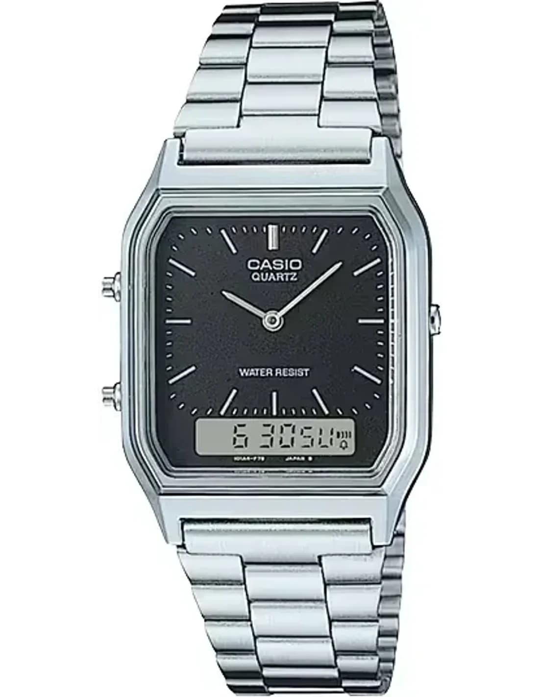 Montre Casio AQ-230A-1DMQYES - Boîtier Acier Argent & Cadran Noir - Unisexe