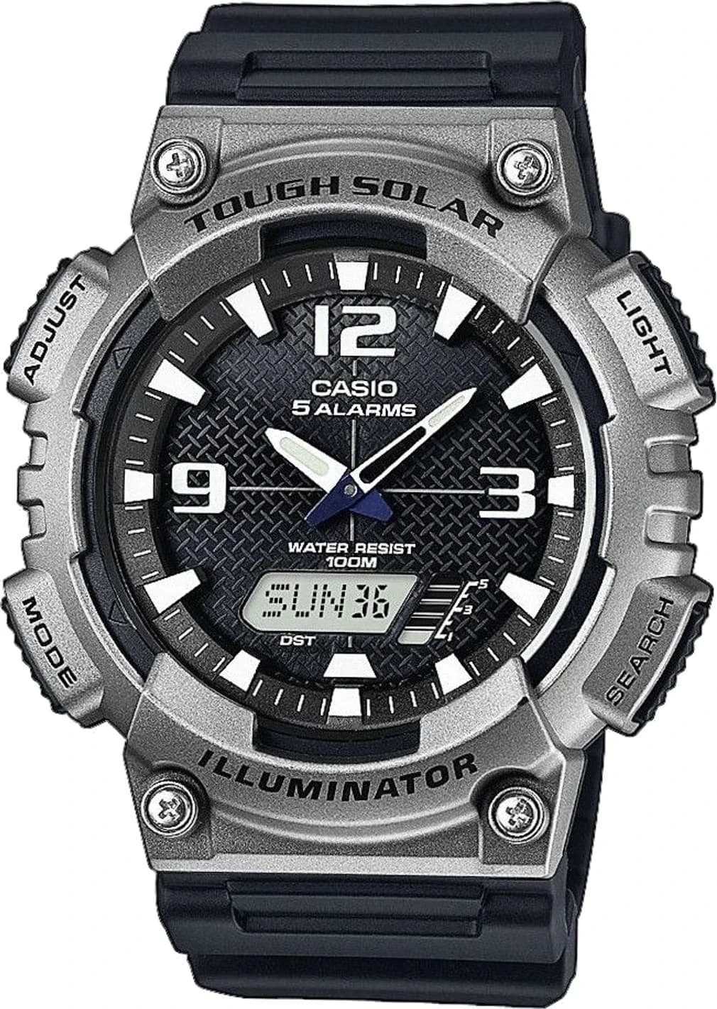 Montre Homme Casio Sport AQ-S810W-1A4VEF à Affichage Mixte Analogique-Digital, Énergie Solaire et Boîtier Noir