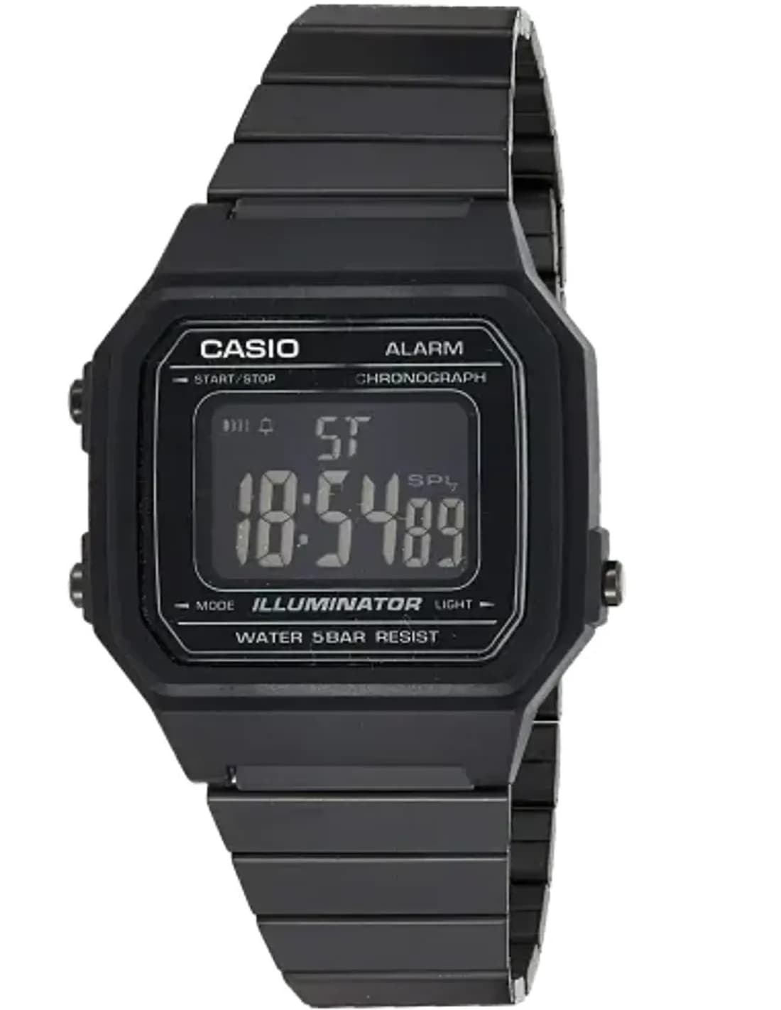 Montre Homme Casio Vintage B650WB-1B en Acier Inoxydable Noir à Affichage Digital