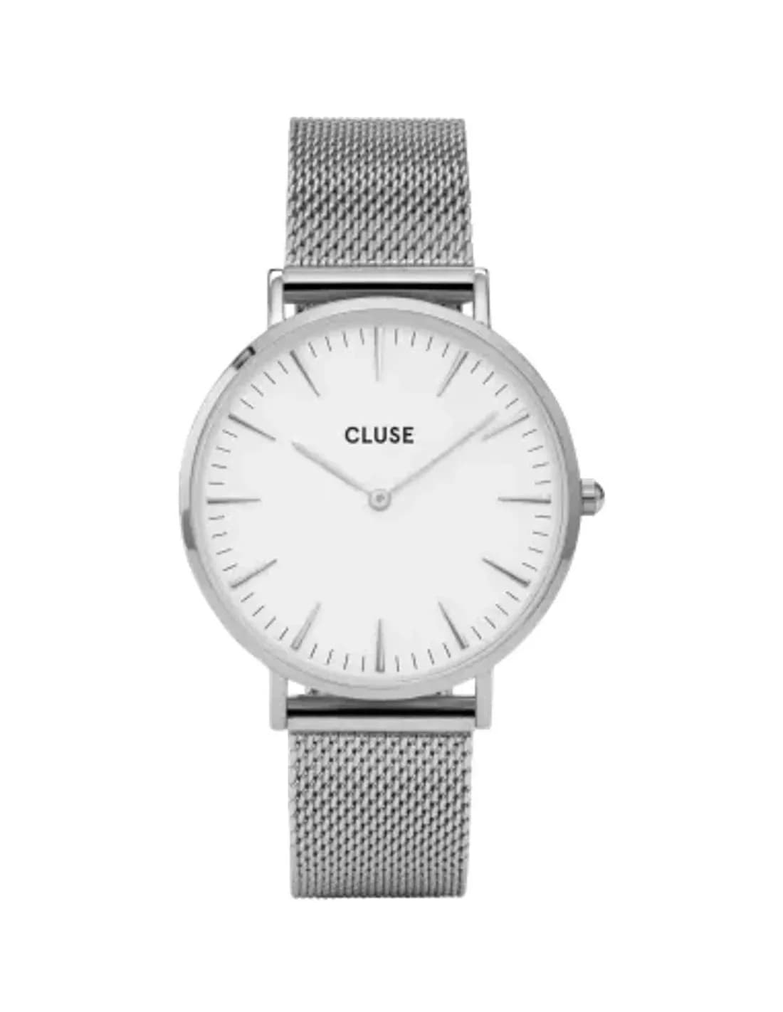 Montre Cluse La Bohème CL18105, boîtier et bracelet maille milanaise argenté, unisexe