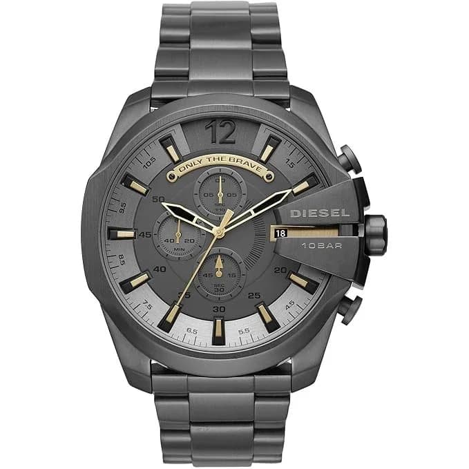 Montre Diesel Mega Chief DZ4466 pour Homme, Boîtier et Bracelet Acier Gris