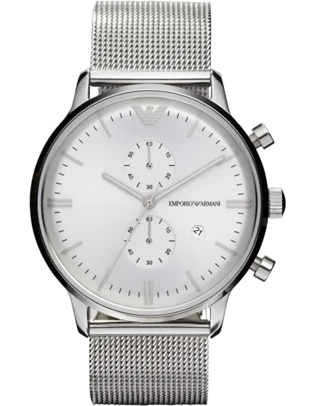 Montre Homme Emporio Armani AR0390 Cadran Argent Bracelet maille milanaise Acier