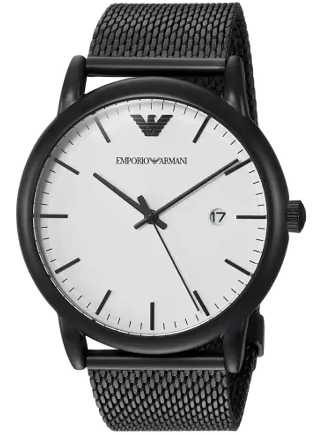 Montre Homme Emporio Armani Luigi AR11046, Cadran Blanc, Bracelet Noir Acier