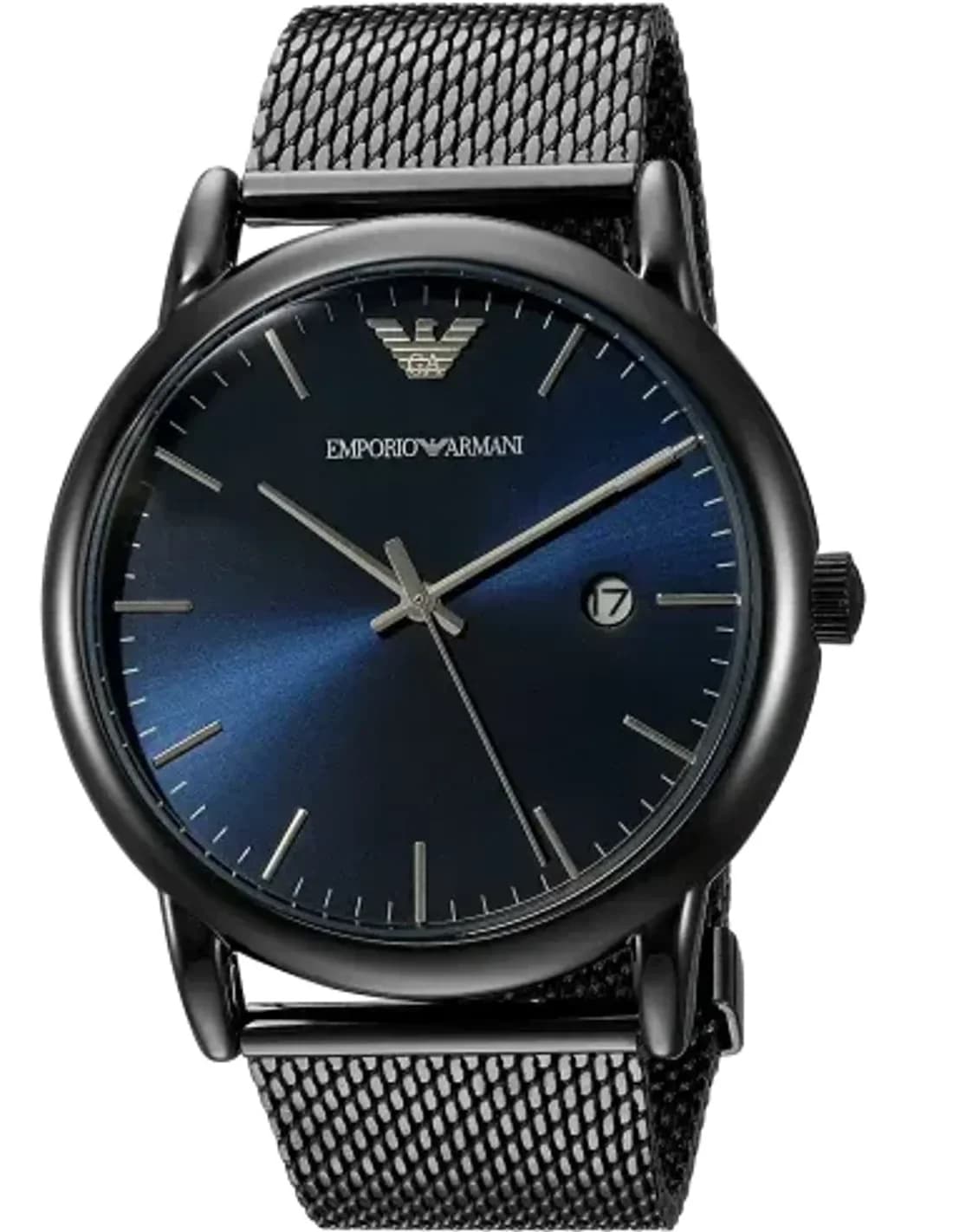 Montre Homme Emporio Armani Luigi AR11053 - Cadran Bleu, Boîtier Noir, Bracelet maille milanaise Acier