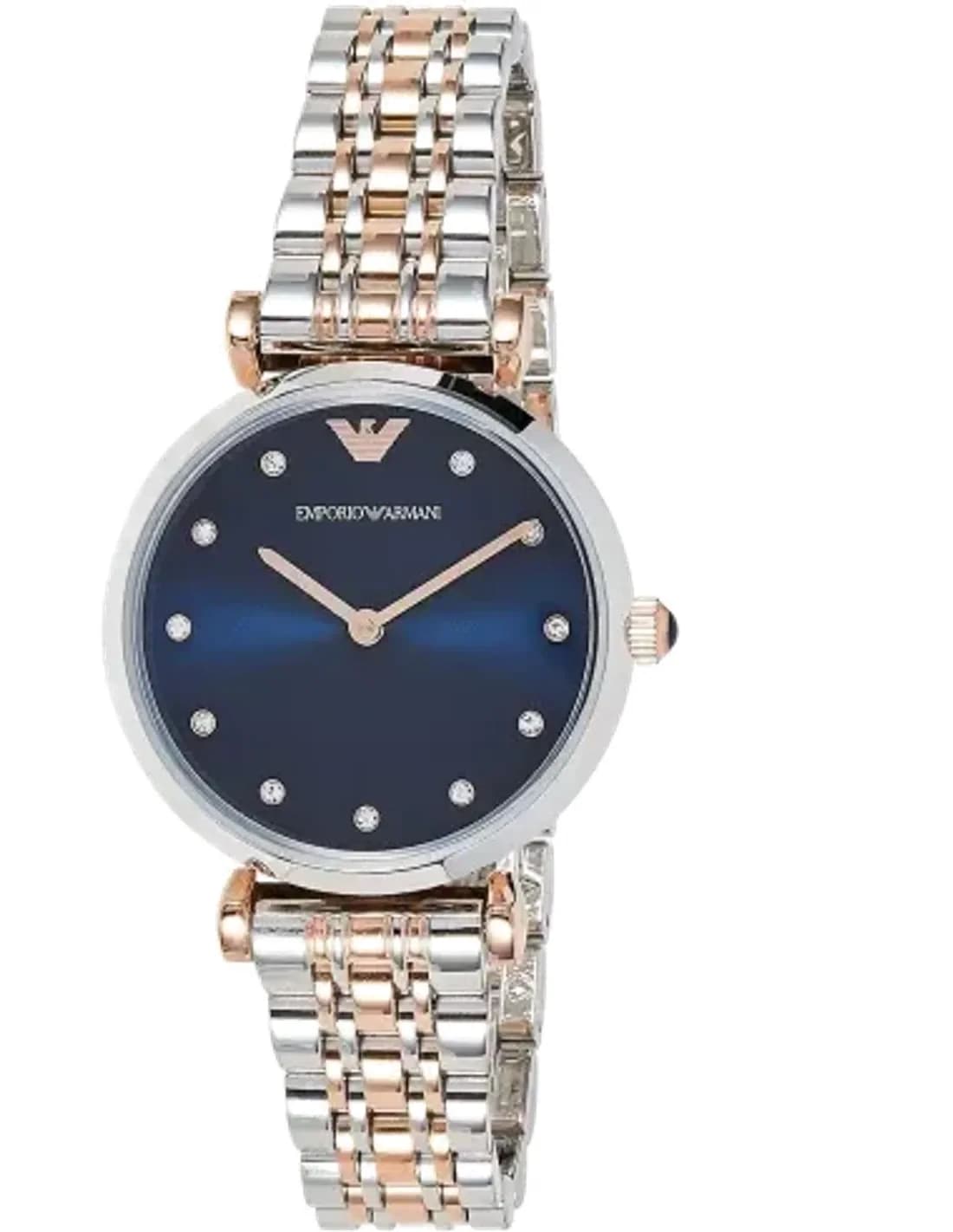 Montre Femme Emporio Armani AR11092 Gianni - Cadran Bleu Nuit, Bracelet Or Rose