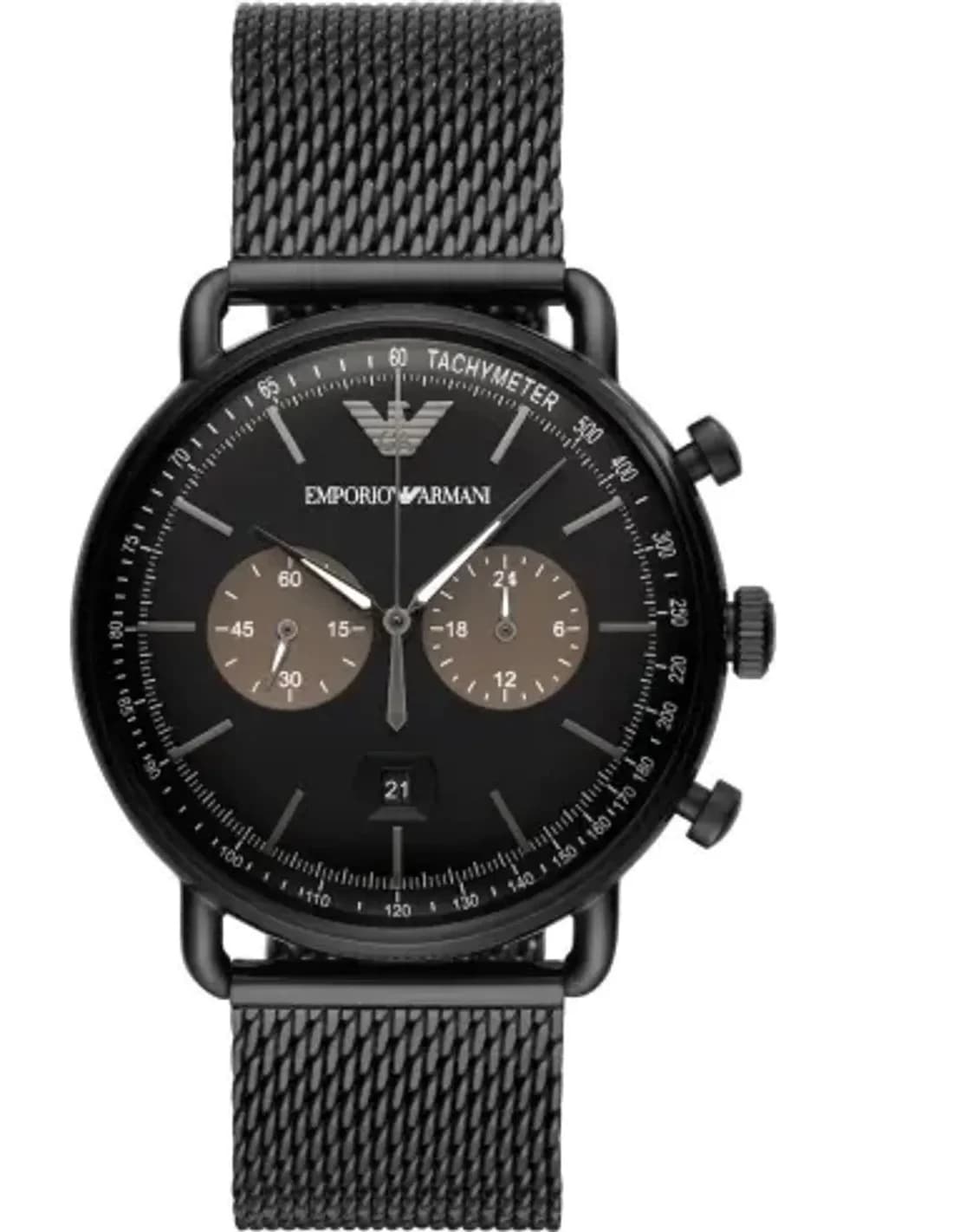 Montre Homme Emporio Armani AR11142 Chronographe Acier Noir maille milanaise