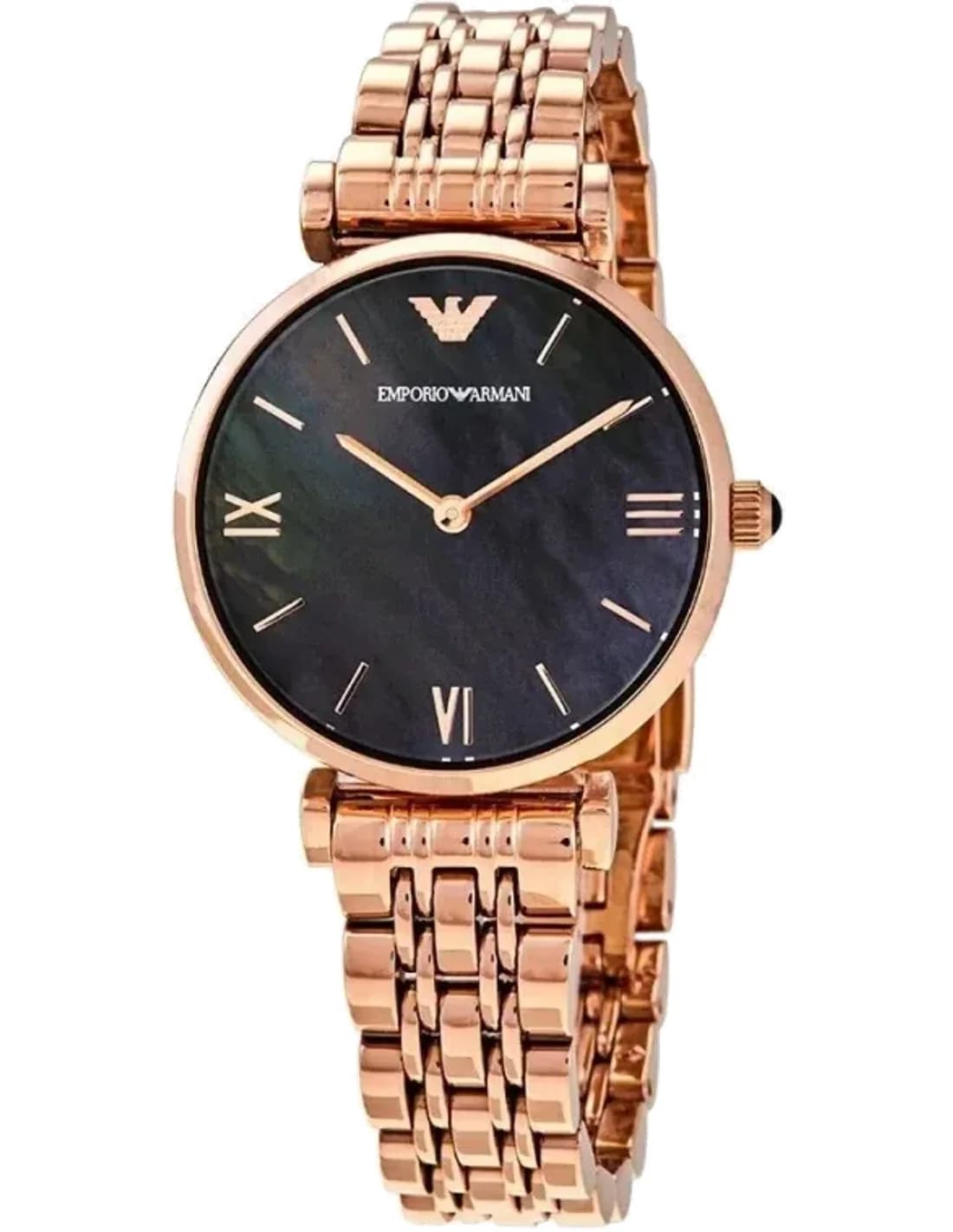 Montre-bracelet Femme Emporio Armani AR11145, Cadran Noir et Bracelet Acier Or Rose