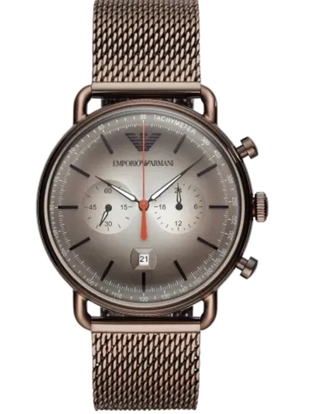 Montre Homme Emporio Armani AR11169 Chronographe Cadran Gris Bracelet maille milanaise Marron