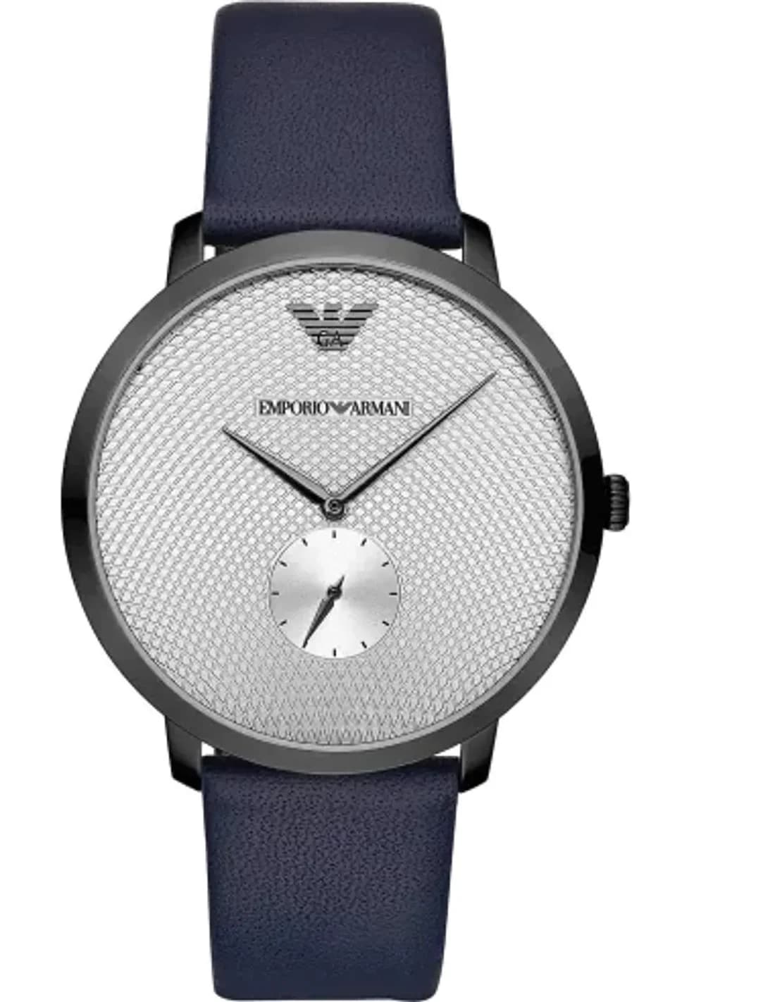 Montre Homme Emporio Armani Retro AR11214, Cadran Argent, Bracelet Cuir Bleu