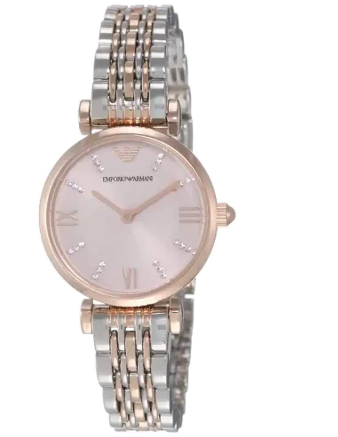 Montre Femme Emporio Armani AR11223 Gianni T-Bar - Cadran Fuchsia, Boîtier Or Rose & maille milanaise