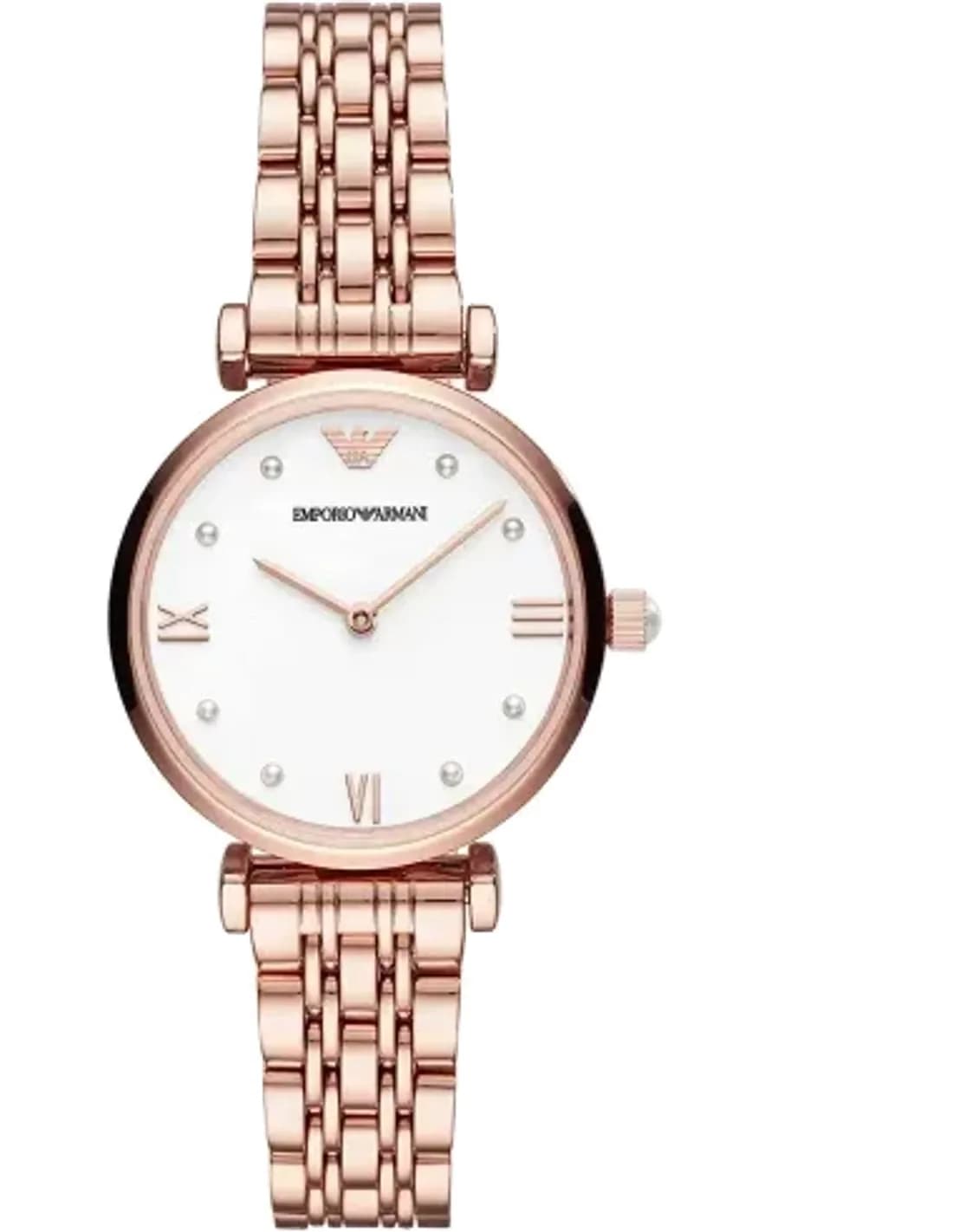 Montre Femme Emporio Armani AR11267 - Cadran Blanc, Boîtier et Bracelet Acier Or Rose