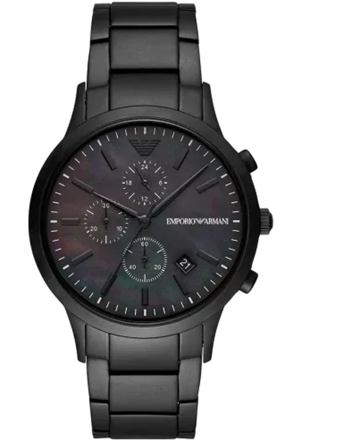 Montre Homme Emporio Armani Renato AR11275 Chronographe, boîtier acier noir, bracelet cuir noir