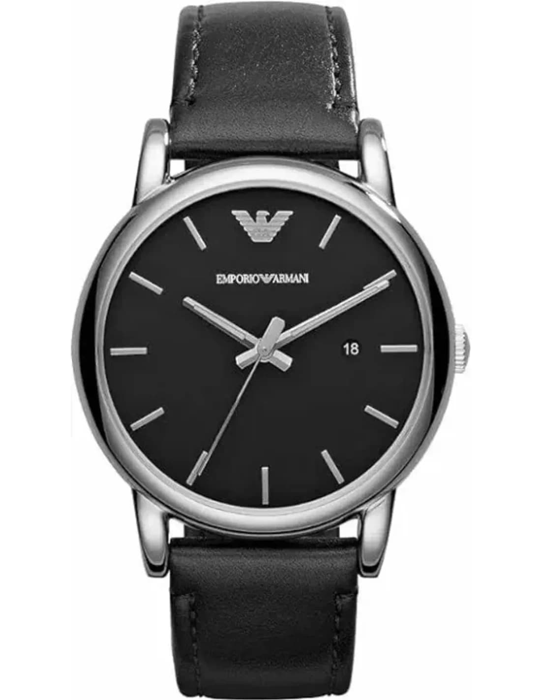 Montre Homme Emporio Armani Classic AR1732 - Cadran Noir, Boîtier Noir, Bracelet Cuir