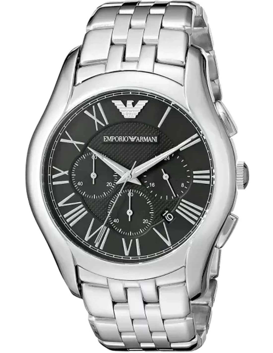 Montre Homme Emporio Armani Classic AR1786 - Cadran Noir, Boîtier et Bracelet Acier Argenté