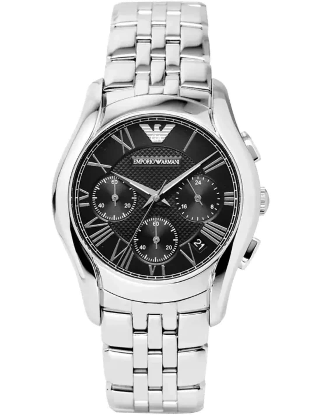 Montre Emporio Armani AR1791 Chronographe Acier Inox Argent Cadran Noir 38 mm pour Femme