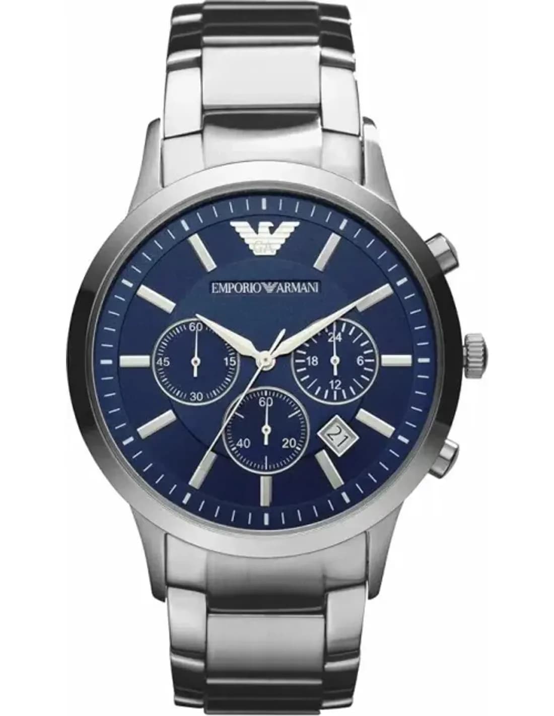 Montre Homme Emporio Armani Renato AR2448, Cadran Bleu Soleillé, Bracelet Acier